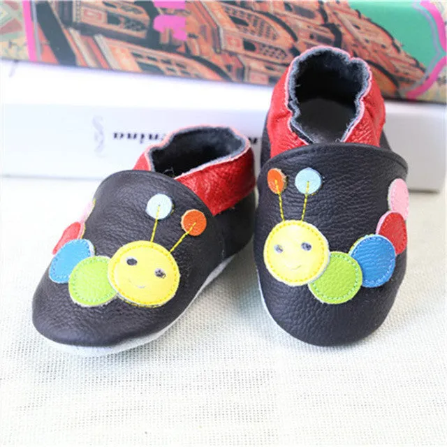 100% Genuine Cow Leather Baby Moccasins Cartoon Pattern Soft Soled Baby Boy Shoes Girl Newborn Infant Crib Shoes First Walkers