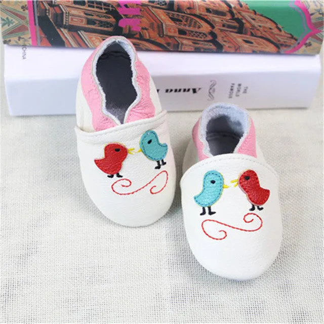 100% Genuine Cow Leather Baby Moccasins Cartoon Pattern Soft Soled Baby Boy Shoes Girl Newborn Infant Crib Shoes First Walkers