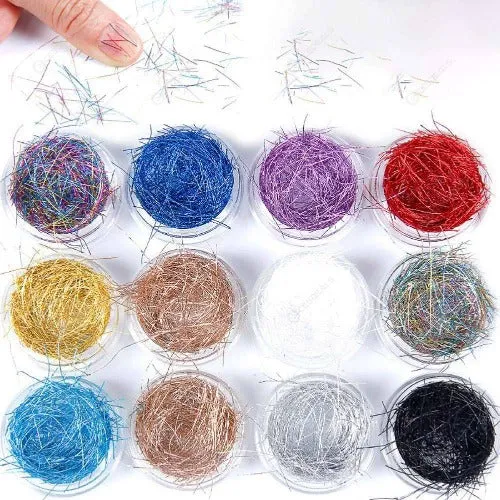 12 Colors Metal Nail Art Glitter Line