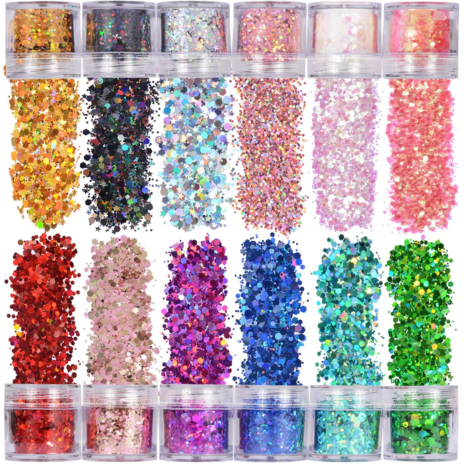 12-Piece: Holographic Chunky Glitters