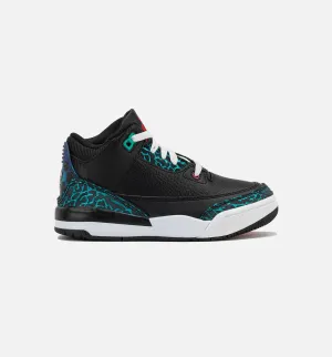 Air Jordan 3 Retro Black and Hyper Jade Preschool Lifestyle Shoe - Black/Siren Red/Hyper Jade/White