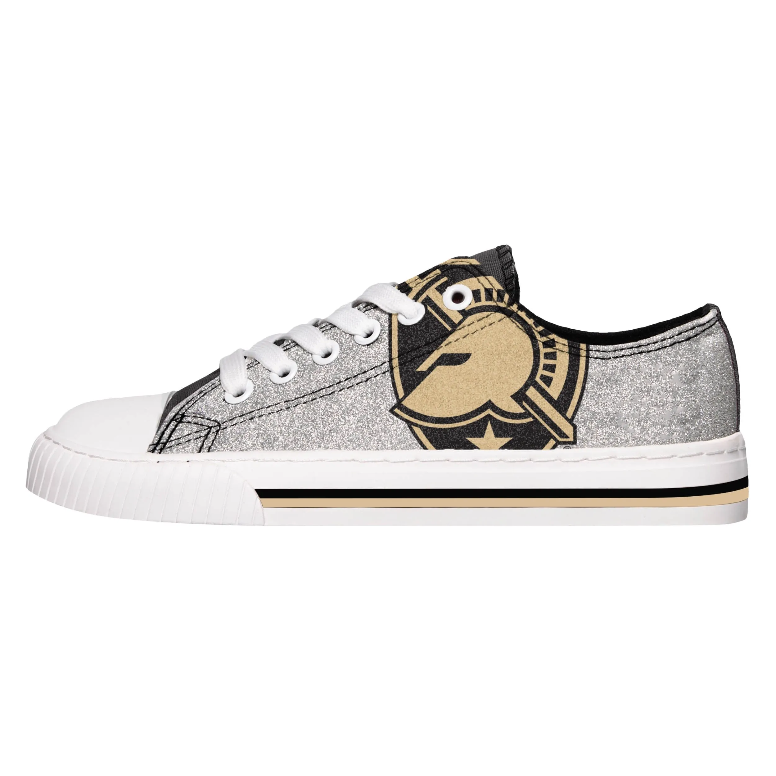 Army Black Knights NCAA Womens Glitter Low Top Canvas Shoes