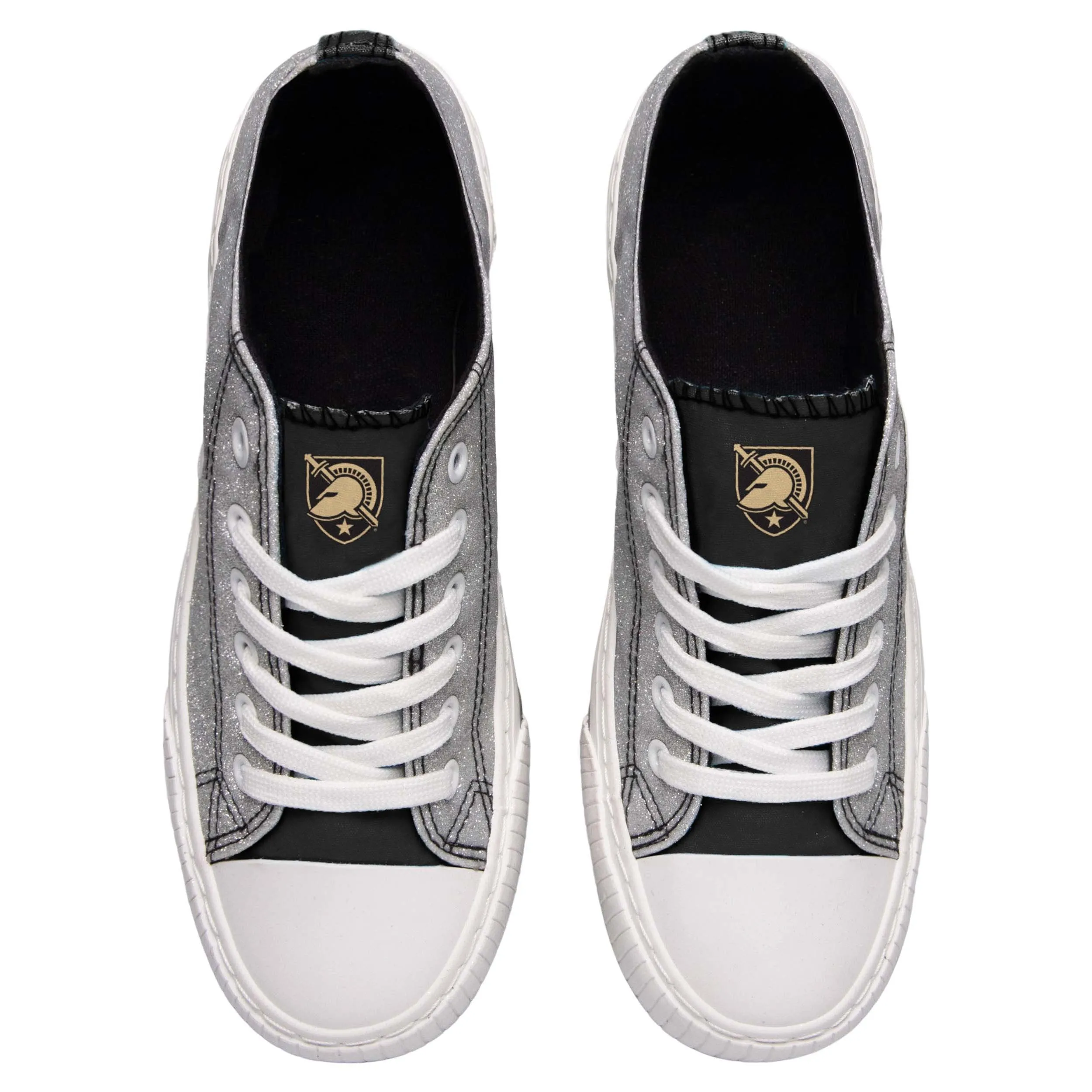 Army Black Knights NCAA Womens Glitter Low Top Canvas Shoes