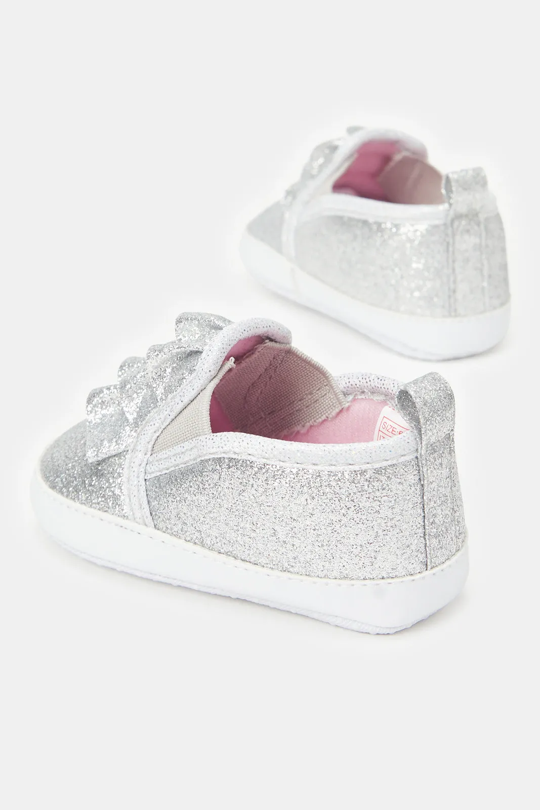 Babies Silver Glitter Pram Shoes