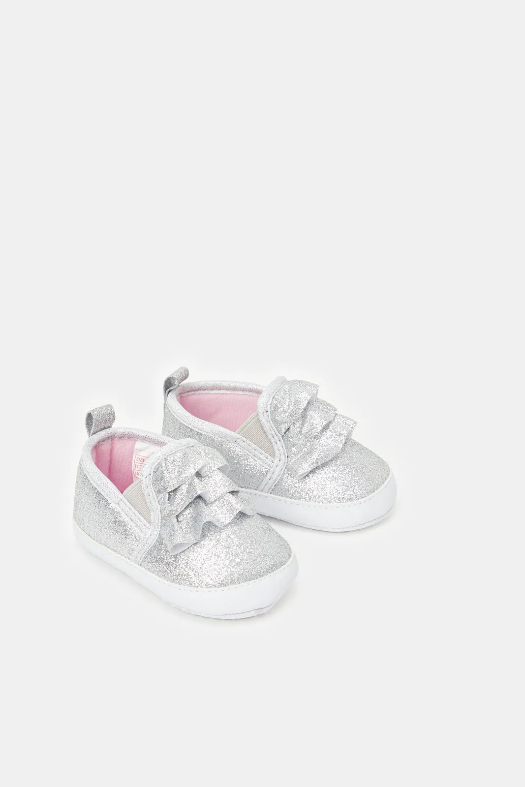 Babies Silver Glitter Pram Shoes