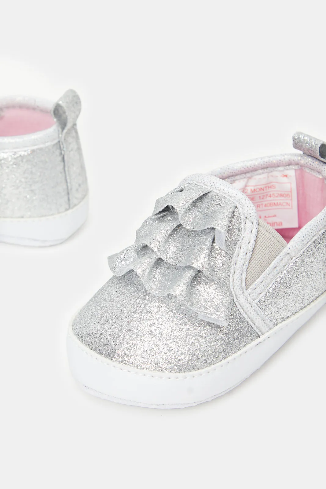 Babies Silver Glitter Pram Shoes