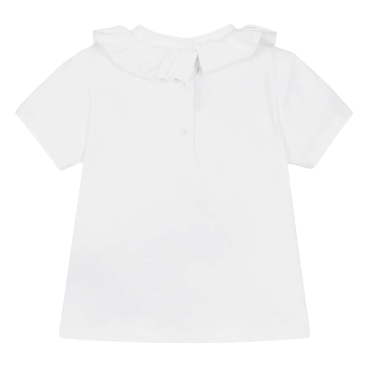 Balmain Baby Ruffled Collar White T-Shirt