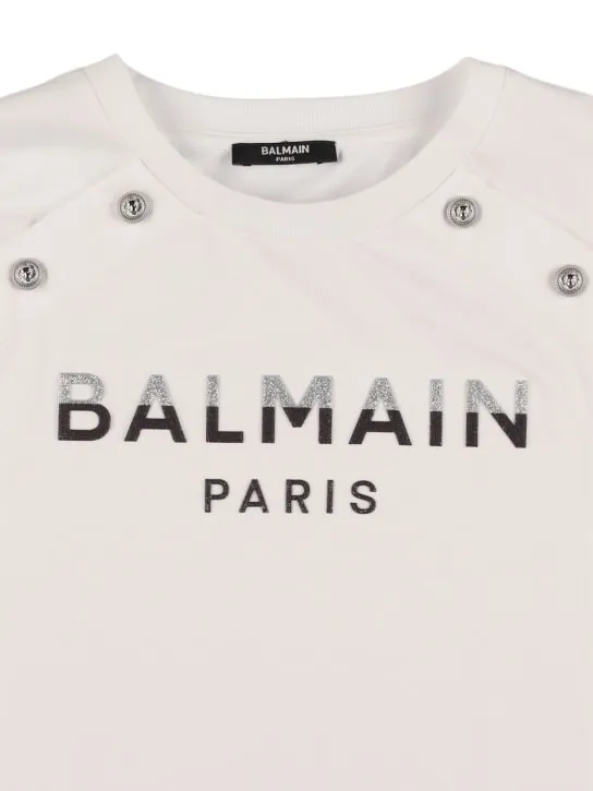 Balmain   Glitter logo cotton jersey t-shirt 