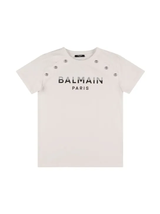 Balmain   Glitter logo cotton jersey t-shirt 