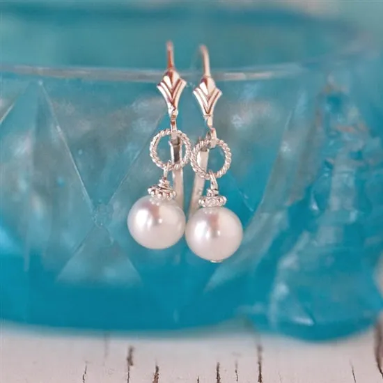 Beautiful Pearl Lever Back Earrings