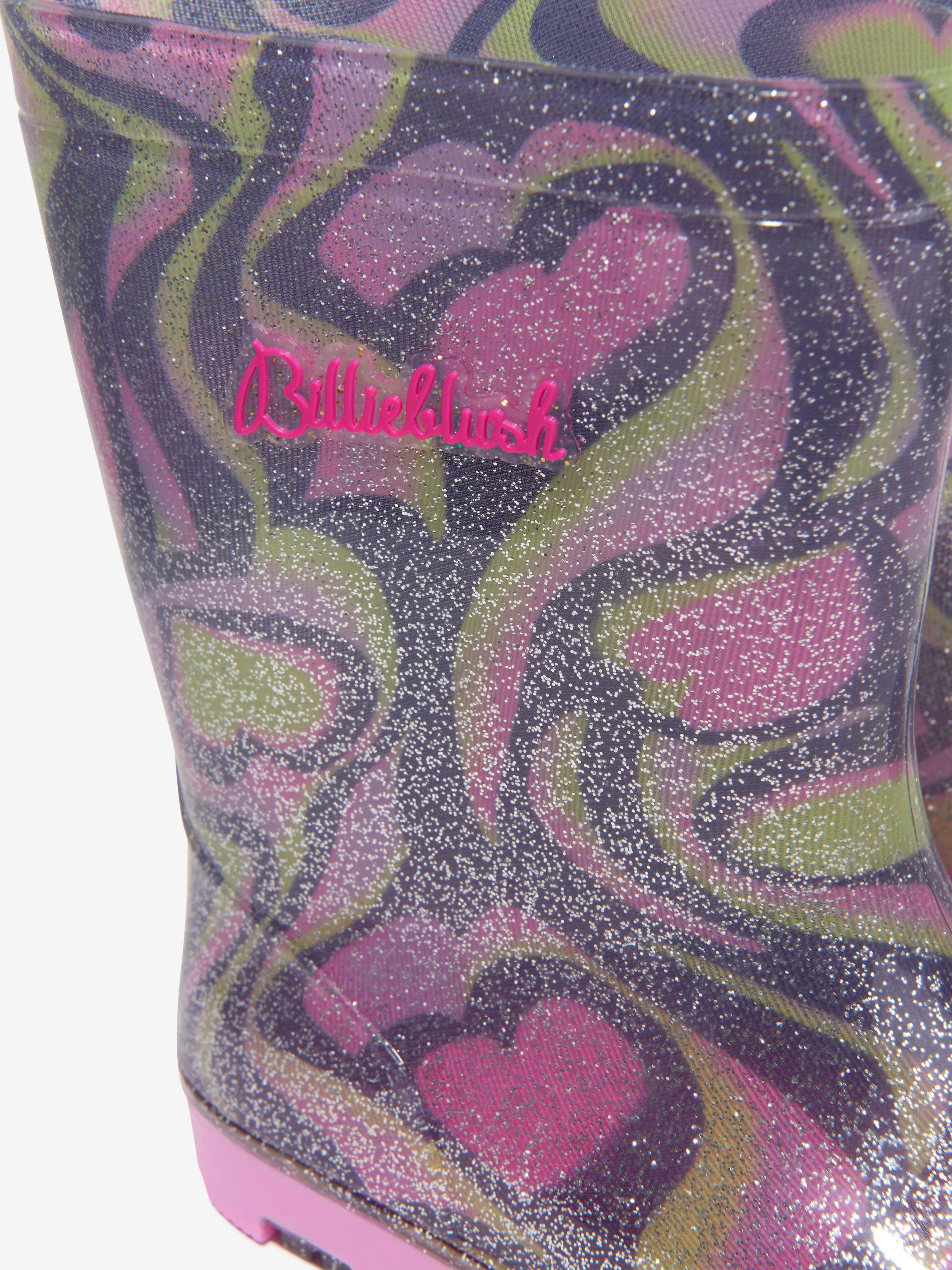 Billieblush Girls Glittery Heart Rain Boots in Navy