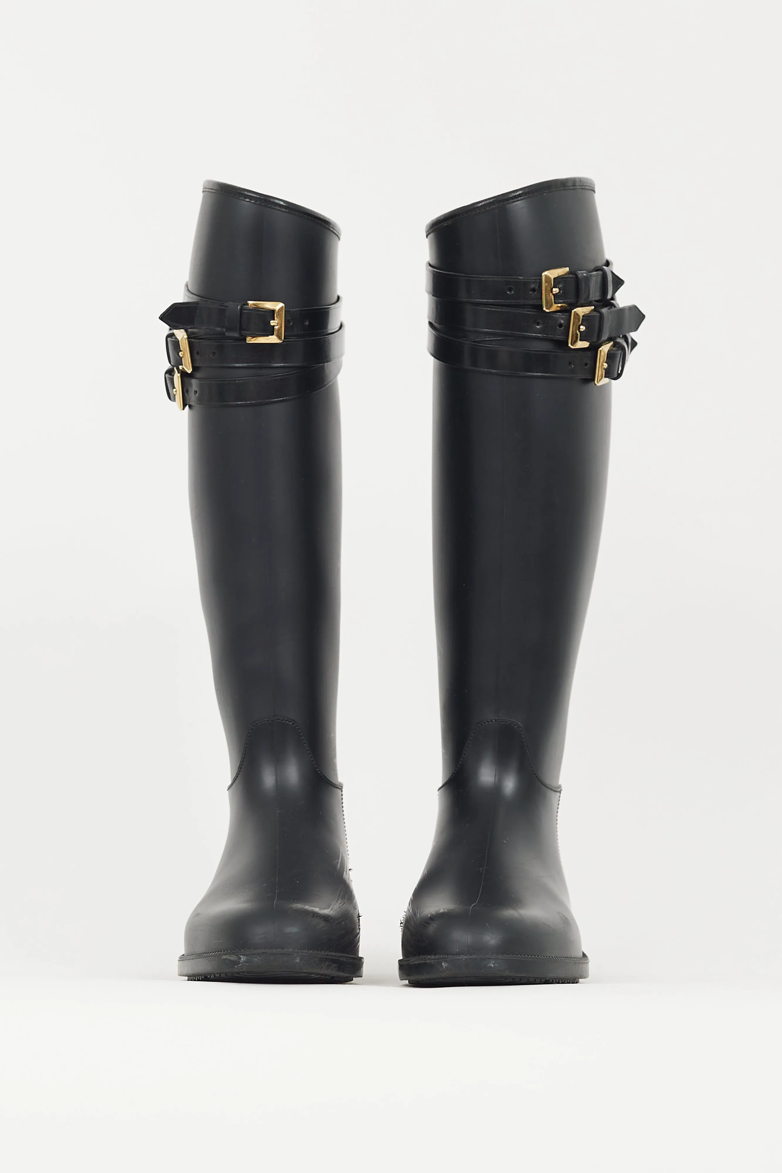 Black & Gold Rubber Rain Boot