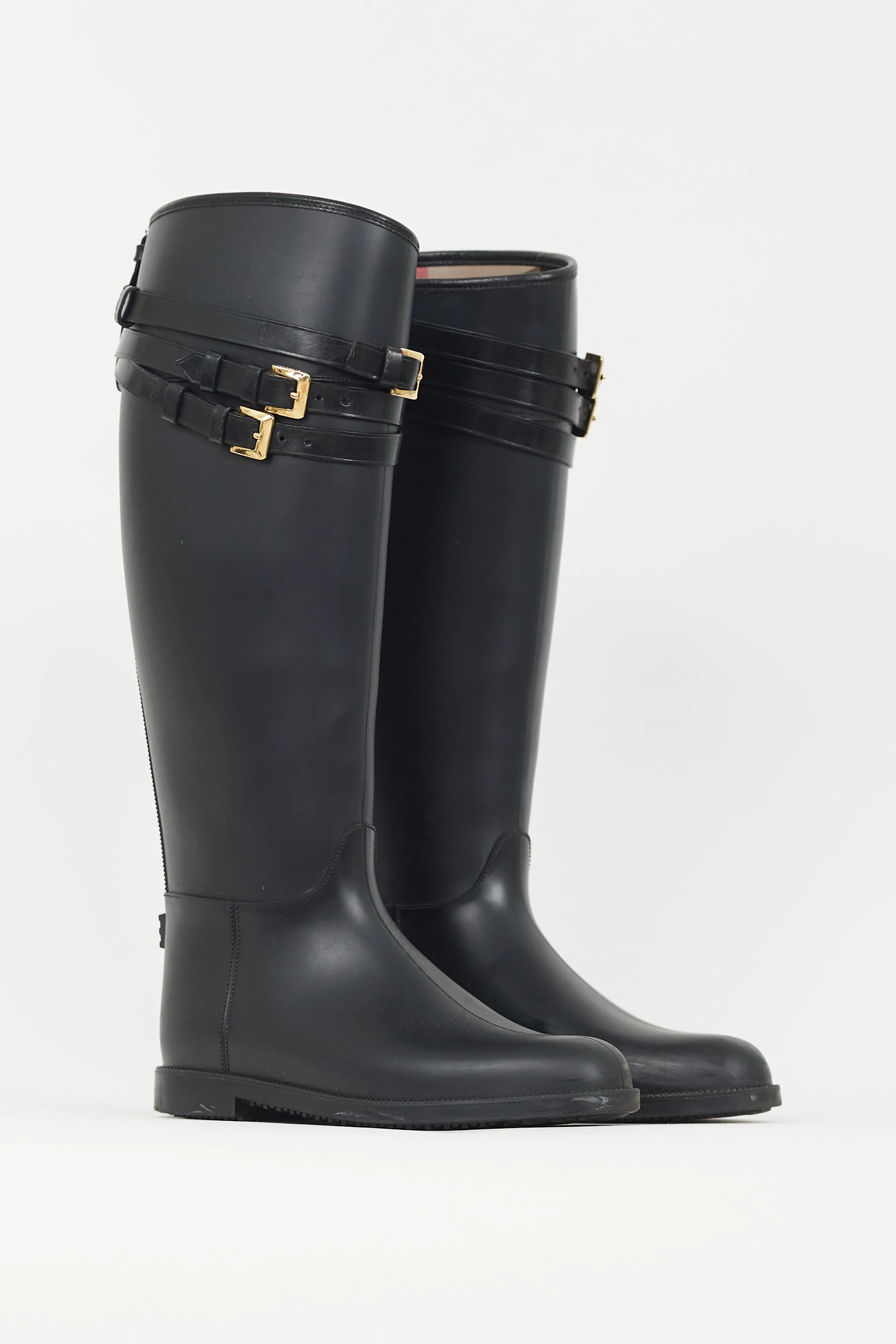 Black & Gold Rubber Rain Boot