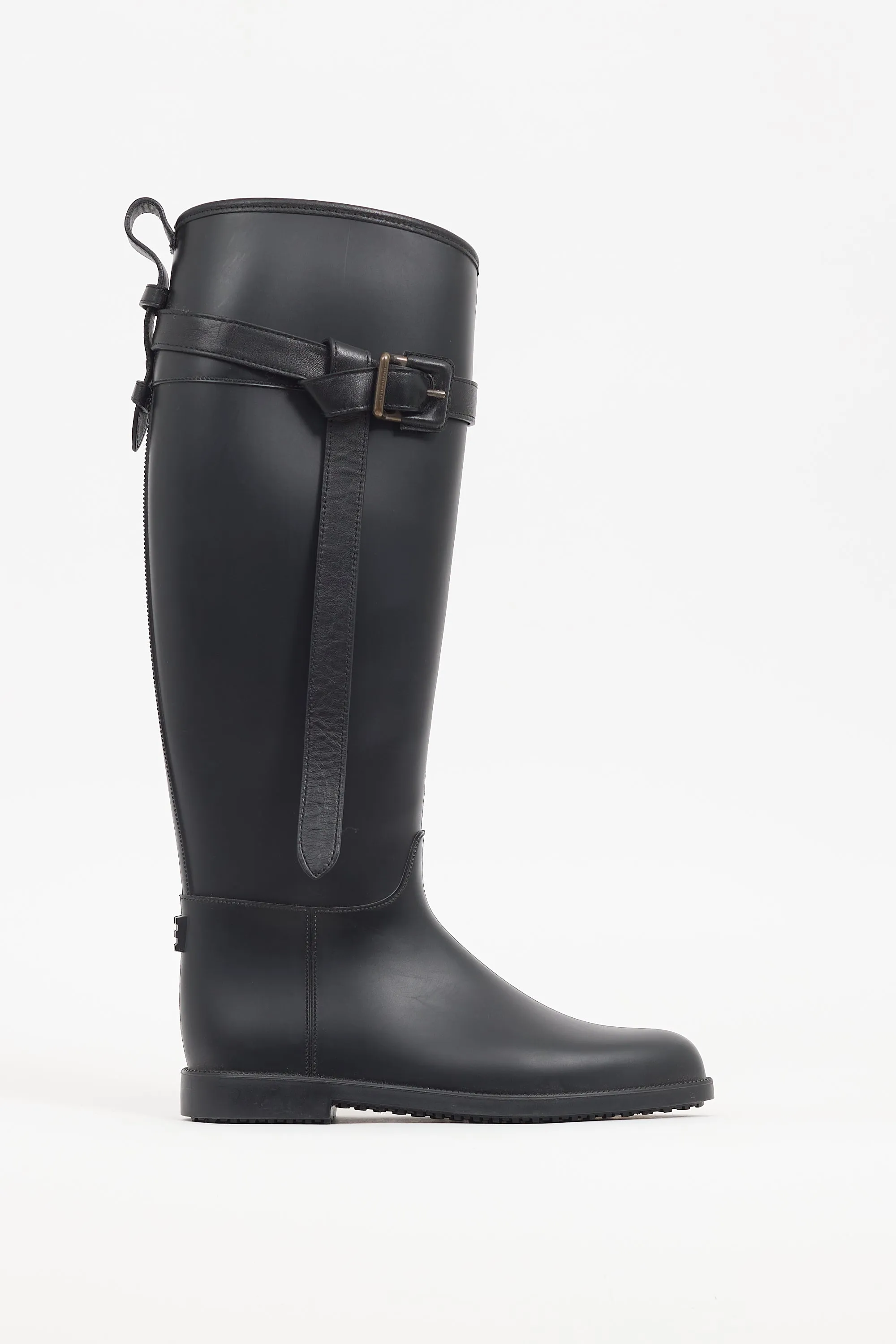 Black Rubber Belt Rain Boot