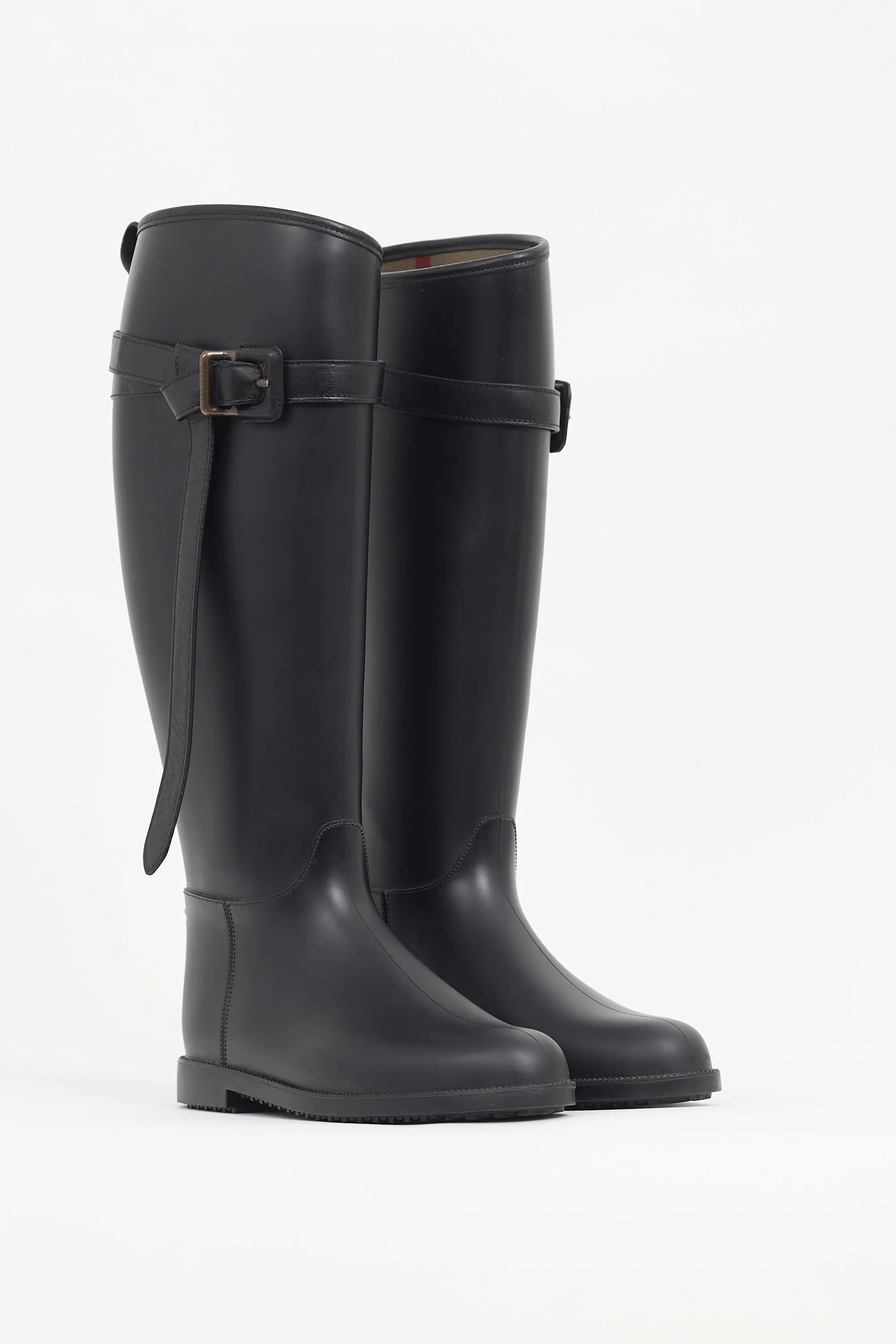 Black Rubber Belt Rain Boot