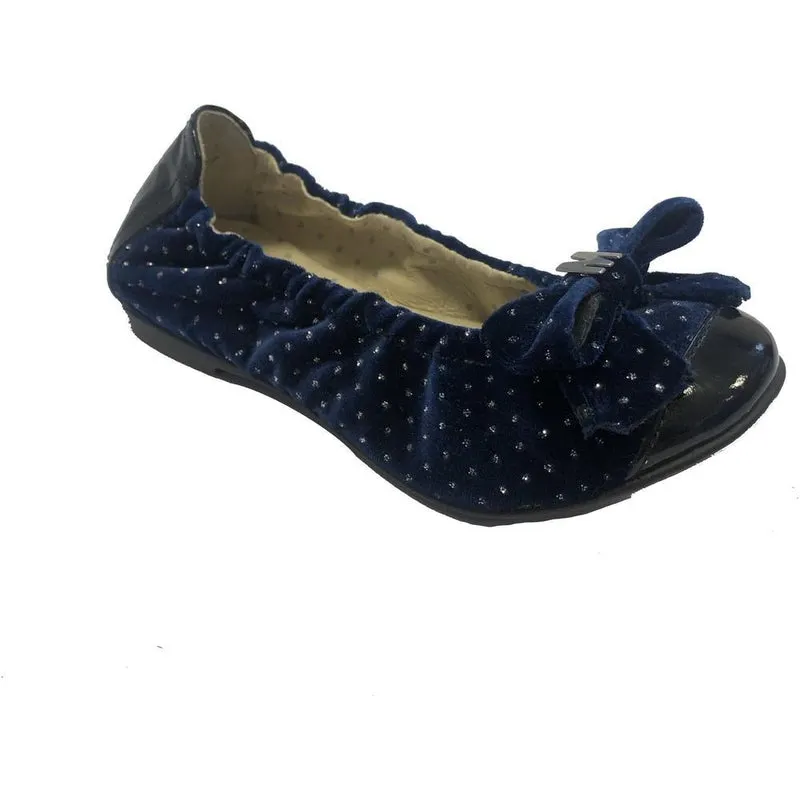 Blue Velvet Bow Shoe