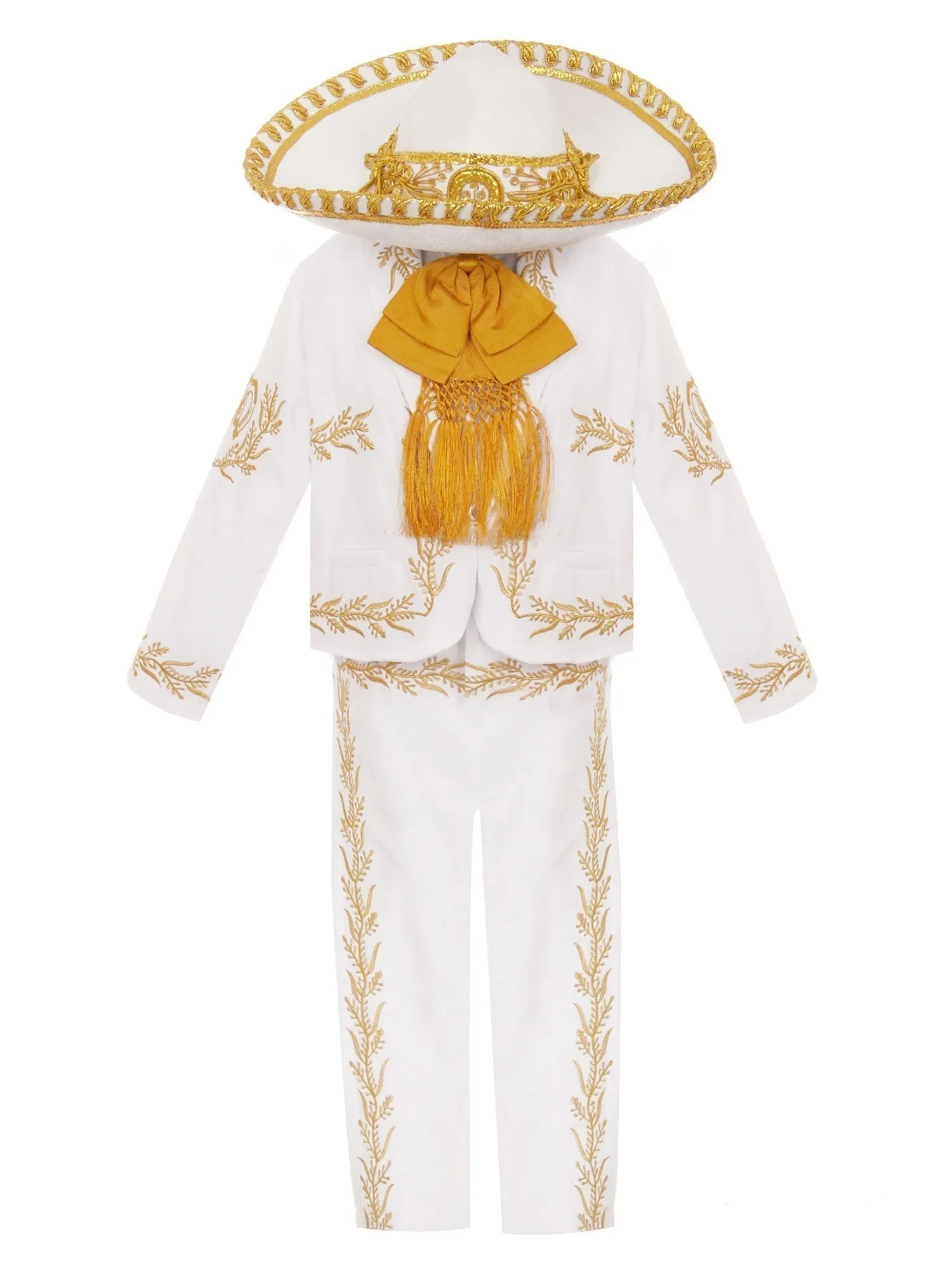 Boys White Charro 6pc Formal Suit Hat Set 6M-6