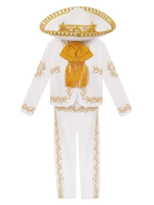 Boys White Charro 6pc Formal Suit Hat Set 6M-6