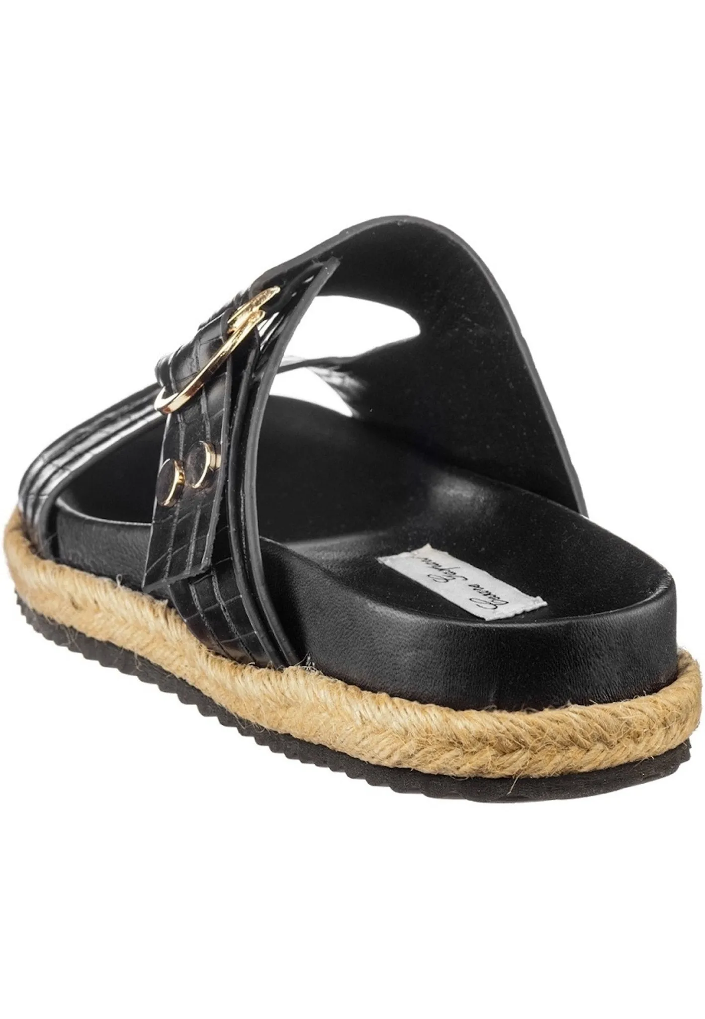 Buckle Strap Slide Sandals - Black