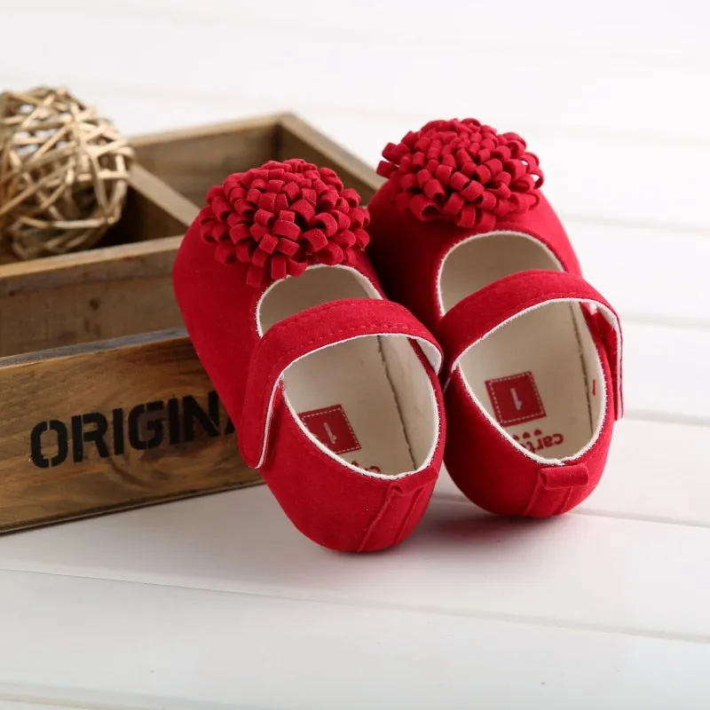 Candy Colors Newborn Baby Prewalker Soft Bottom Anti-slip Shoes Footwear Classic Princess Girl Crib Mary Jane Big Flower Shoes