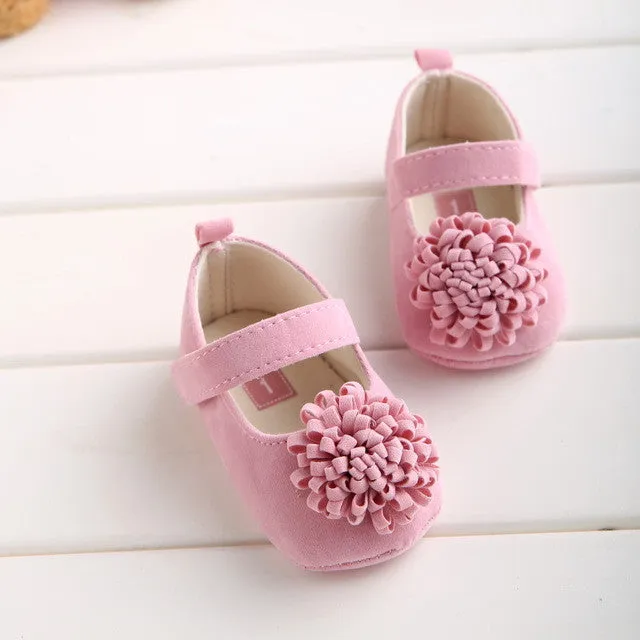 Candy Colors Newborn Baby Prewalker Soft Bottom Anti-slip Shoes Footwear Classic Princess Girl Crib Mary Jane Big Flower Shoes