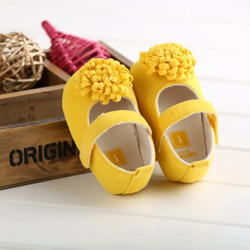 Candy Colors Newborn Baby Prewalker Soft Bottom Anti-slip Shoes Footwear Classic Princess Girl Crib Mary Jane Big Flower Shoes