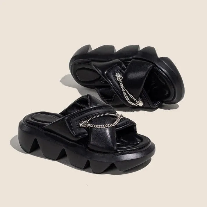 Checkerboark  Zipper Sandals