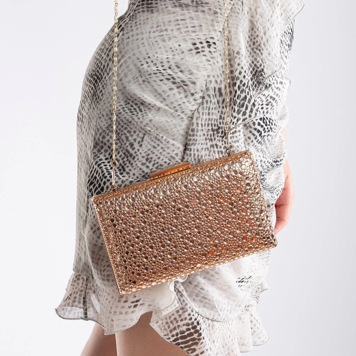 Clara Vegan Sequin Clutch | Rose Gold