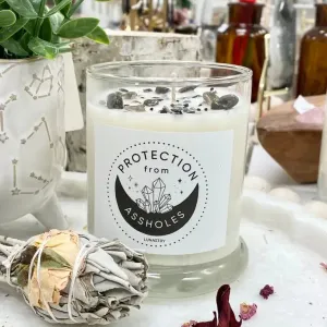 Crystal Embellished Protection from Assholes Soy Candle