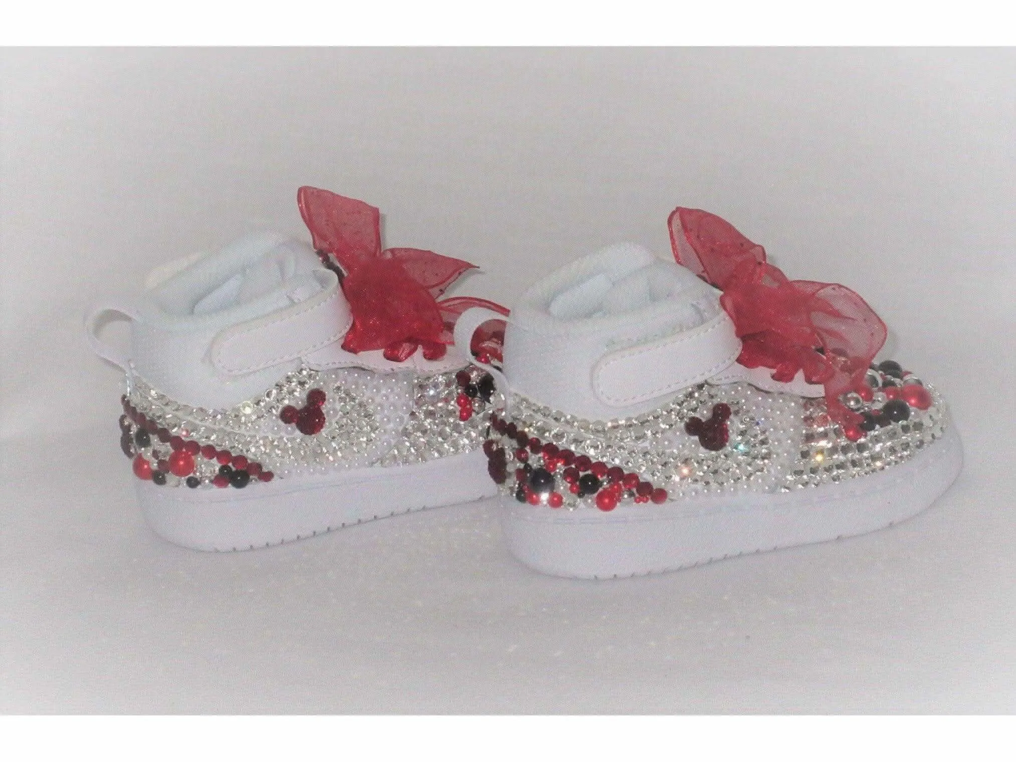 Custom Baby "Minnie" Inspired Nike Force 1, Baby Nike, Bling Baby Shoes.