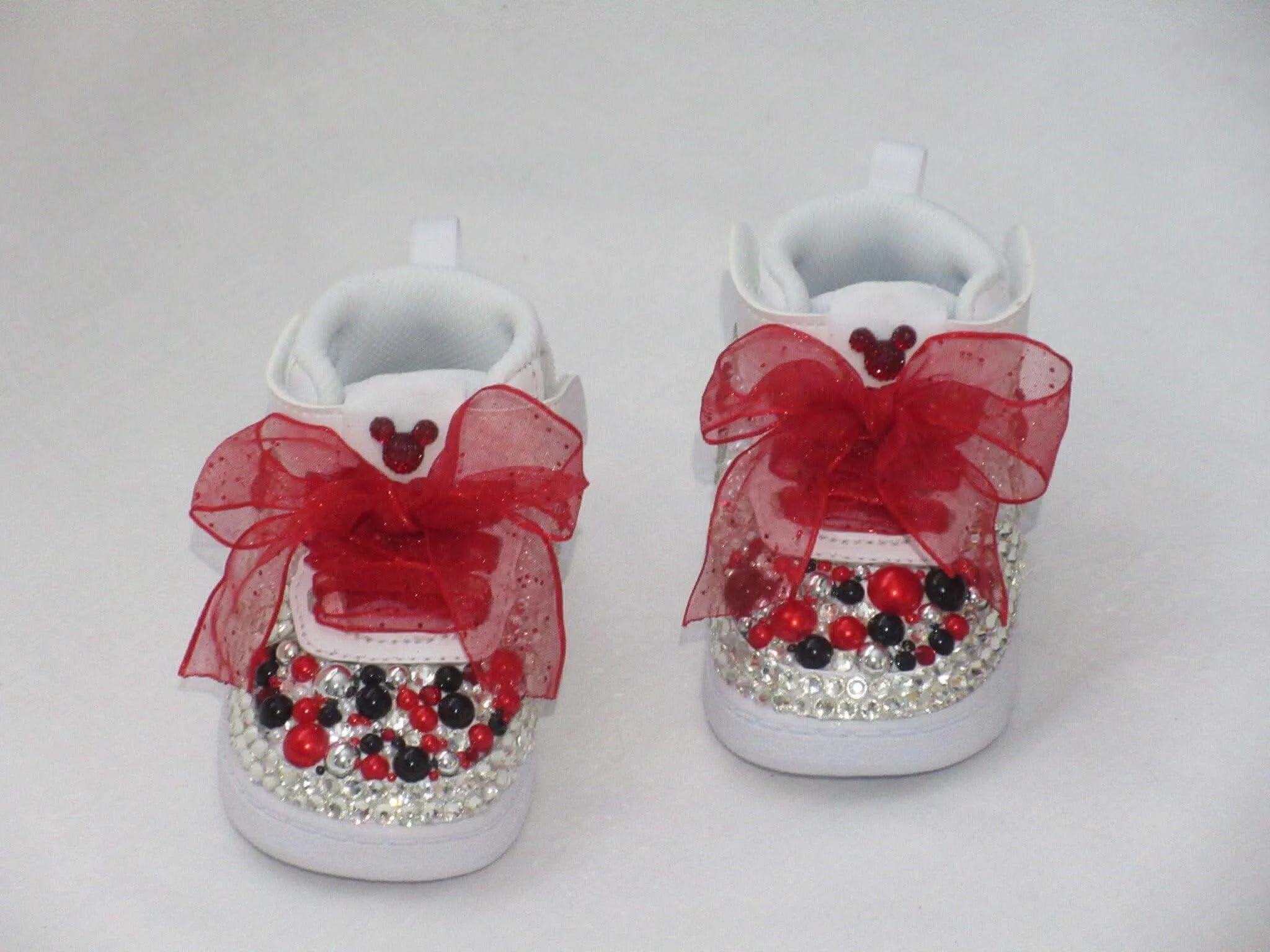 Custom Baby "Minnie" Inspired Nike Force 1, Baby Nike, Bling Baby Shoes.