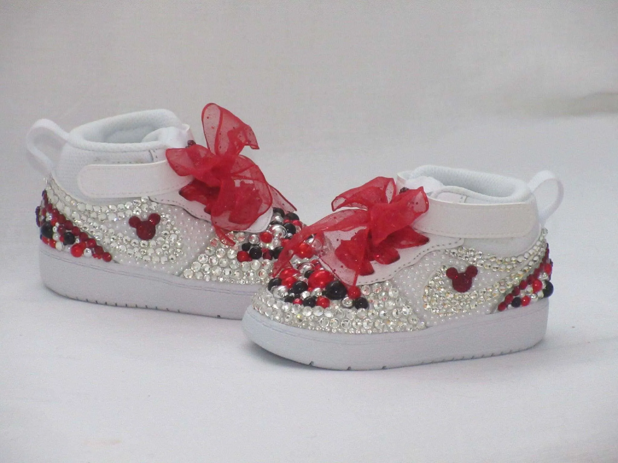 Custom Baby "Minnie" Inspired Nike Force 1, Baby Nike, Bling Baby Shoes.