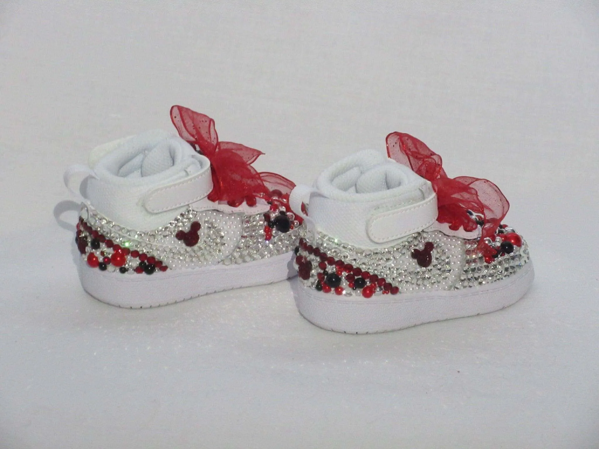 Custom Baby "Minnie" Inspired Nike Force 1, Baby Nike, Bling Baby Shoes.