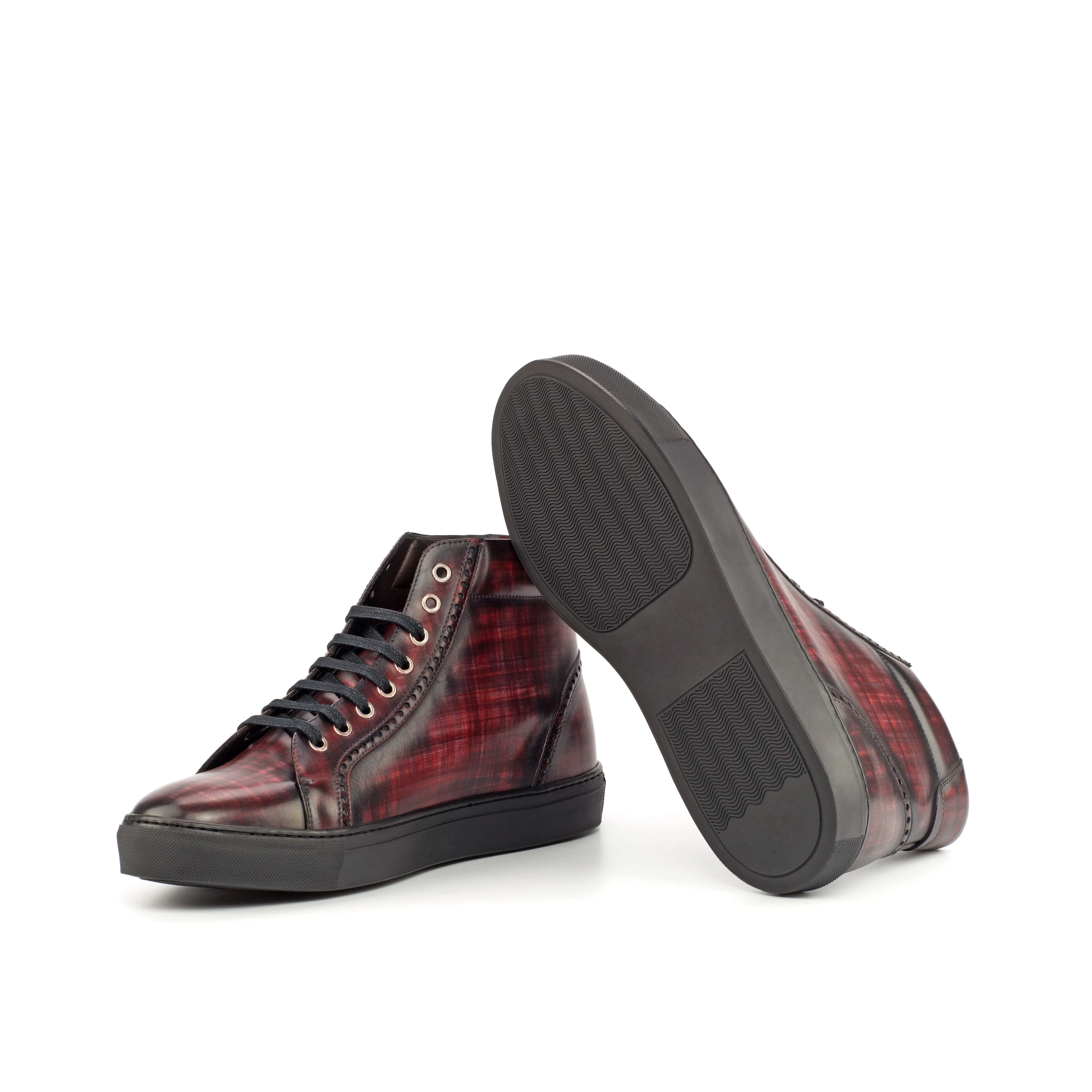 DapperFam Cadenza in Burgundy Men's Hand-Painted Italian Leather High Kicks