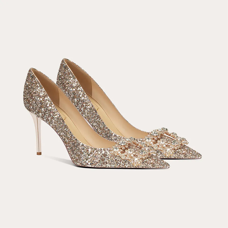 Elegant High Heels with Diamond Point Toe Party Shoes