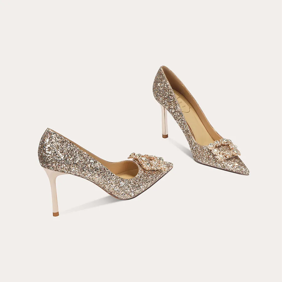 Elegant High Heels with Diamond Point Toe Party Shoes