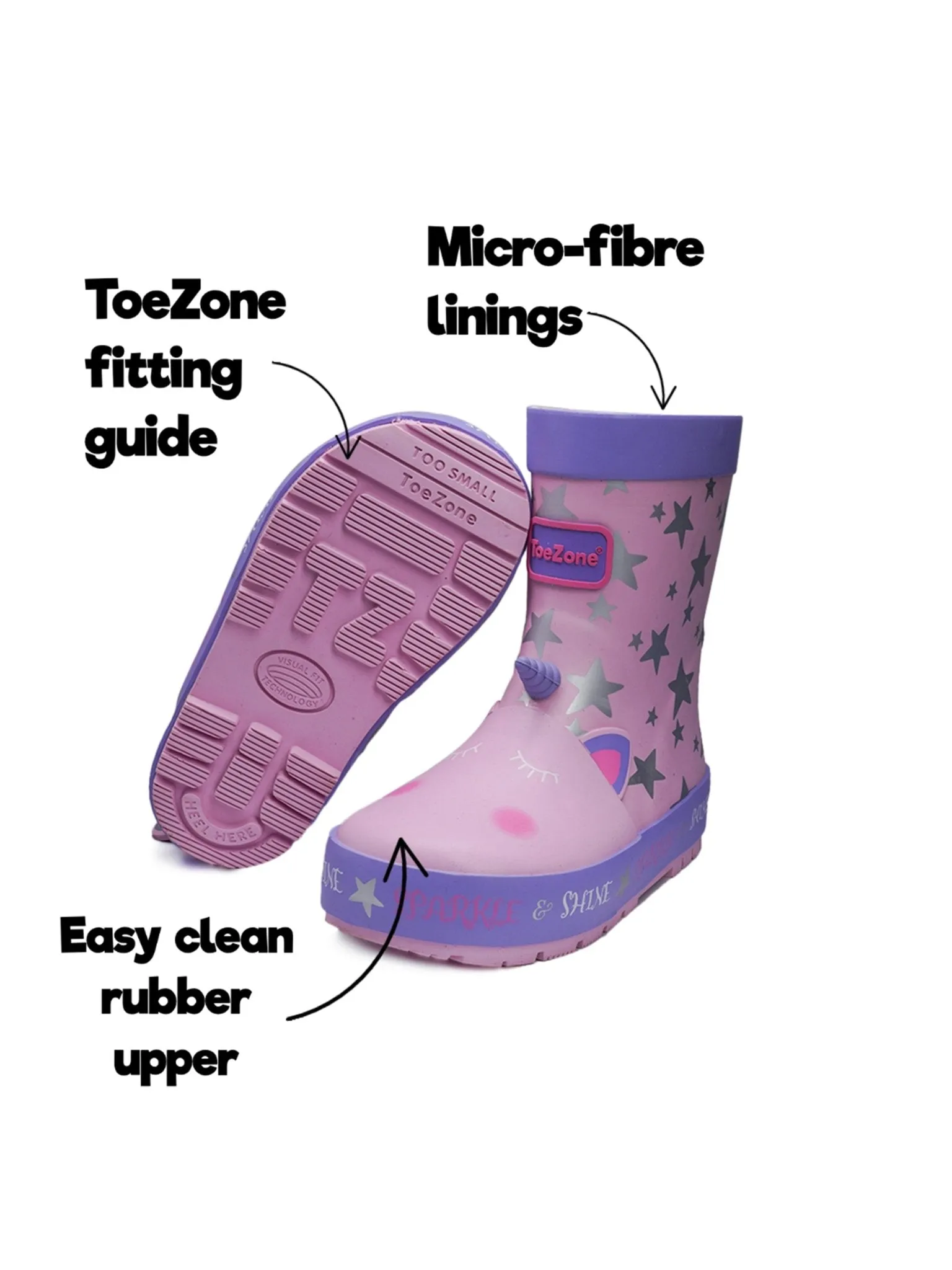 EVA - Girls' Unicorn Themed Pink Novelty Rain Boots