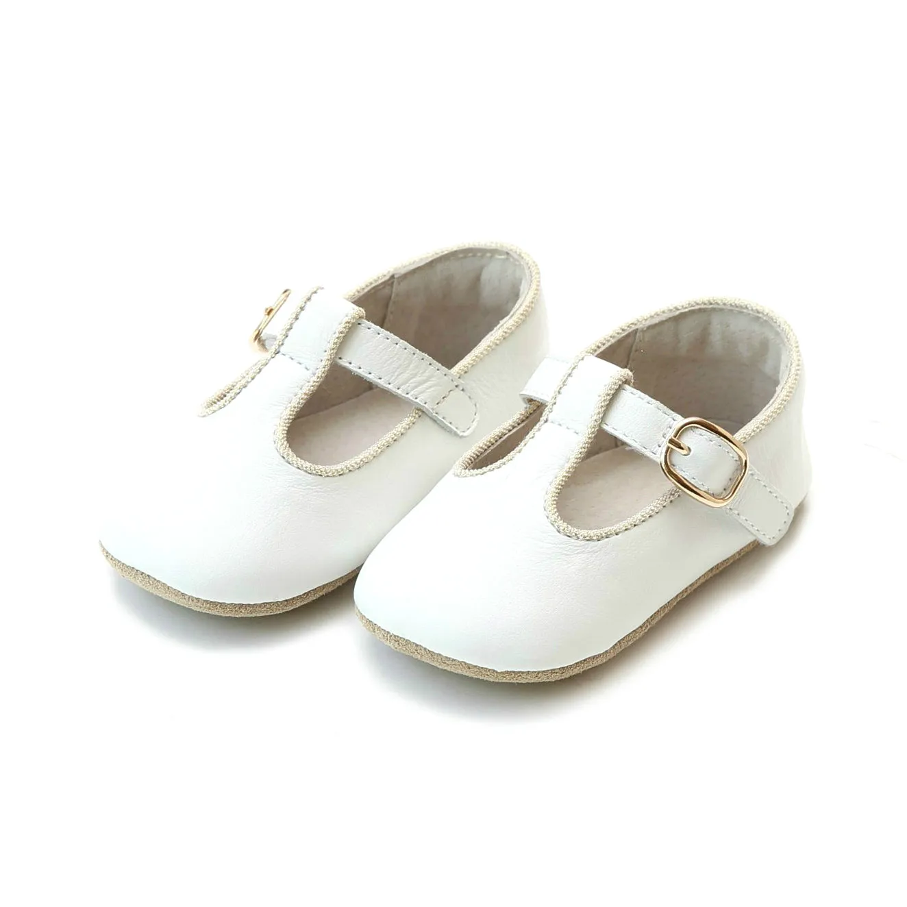 Evie Napa Leather Girls T-Strap Mary Jane Crib Shoe (Infant)