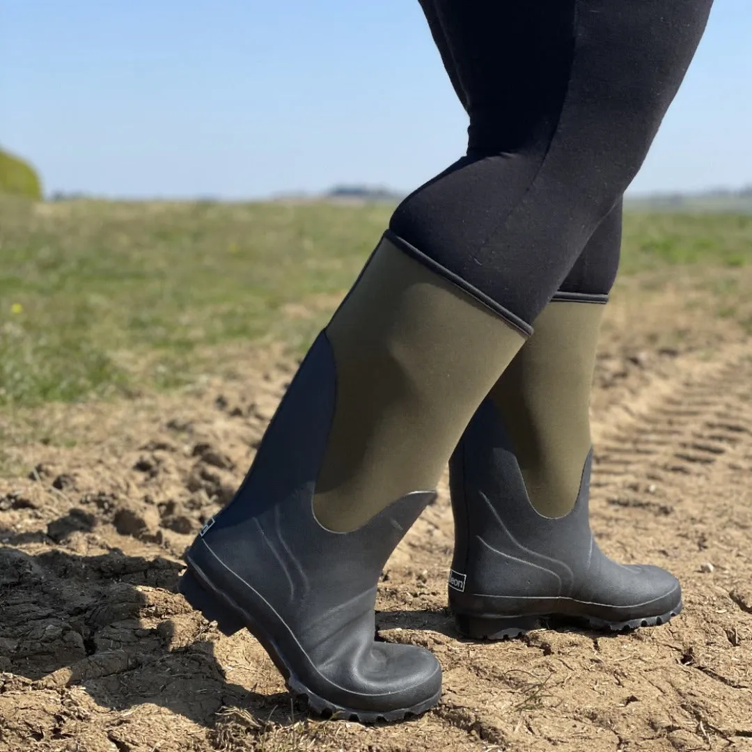 Extra Wide Calf Neoprene Rubber Rain Boots - Green - Up to 20 inch Calf - Wide in Foot and Ankle