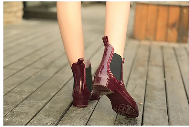 Fashion Solid Color Elastic Decoration Girl Low-top Rain Boots | Brodtica.com