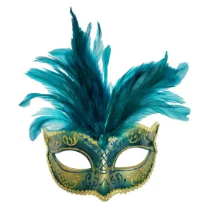 Feathered Masquerade Mask - Asst Colors