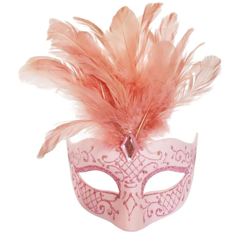 Feathered Masquerade Mask - Asst Colors