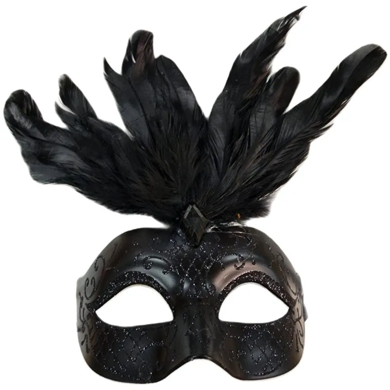 Feathered Masquerade Mask - Asst Colors