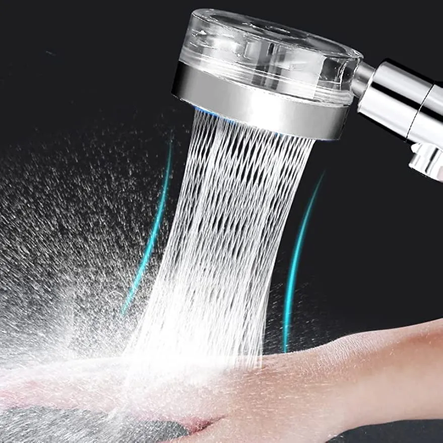 Filtered Shower Head, High Pressure Water Saving Showerhead with Filter Beads, Handheld Turbo Fan Shower Kit with Stainless Steel Hose, Wall & Overhead Brackets ect.-Silver