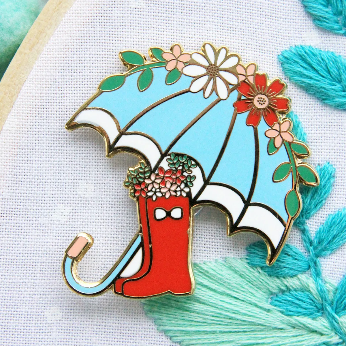 Floral Umbrella and Boots Magnetic Needle Minder