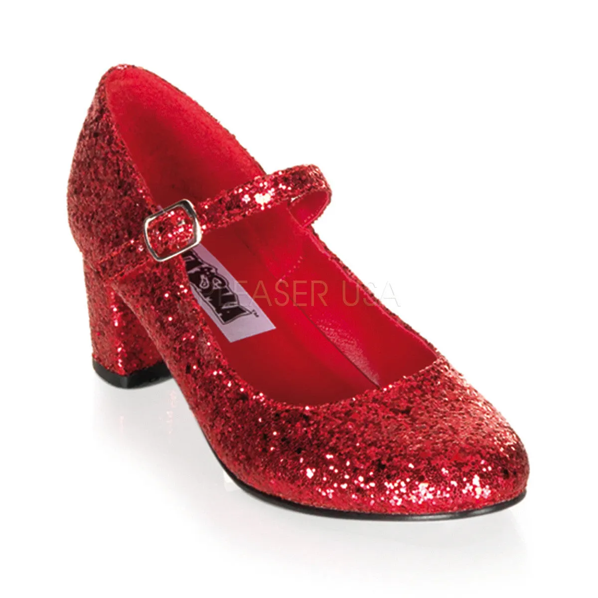 FUNTASMA SCHOOLGIRL-50G Red Glitter Retro School Girl Shoes