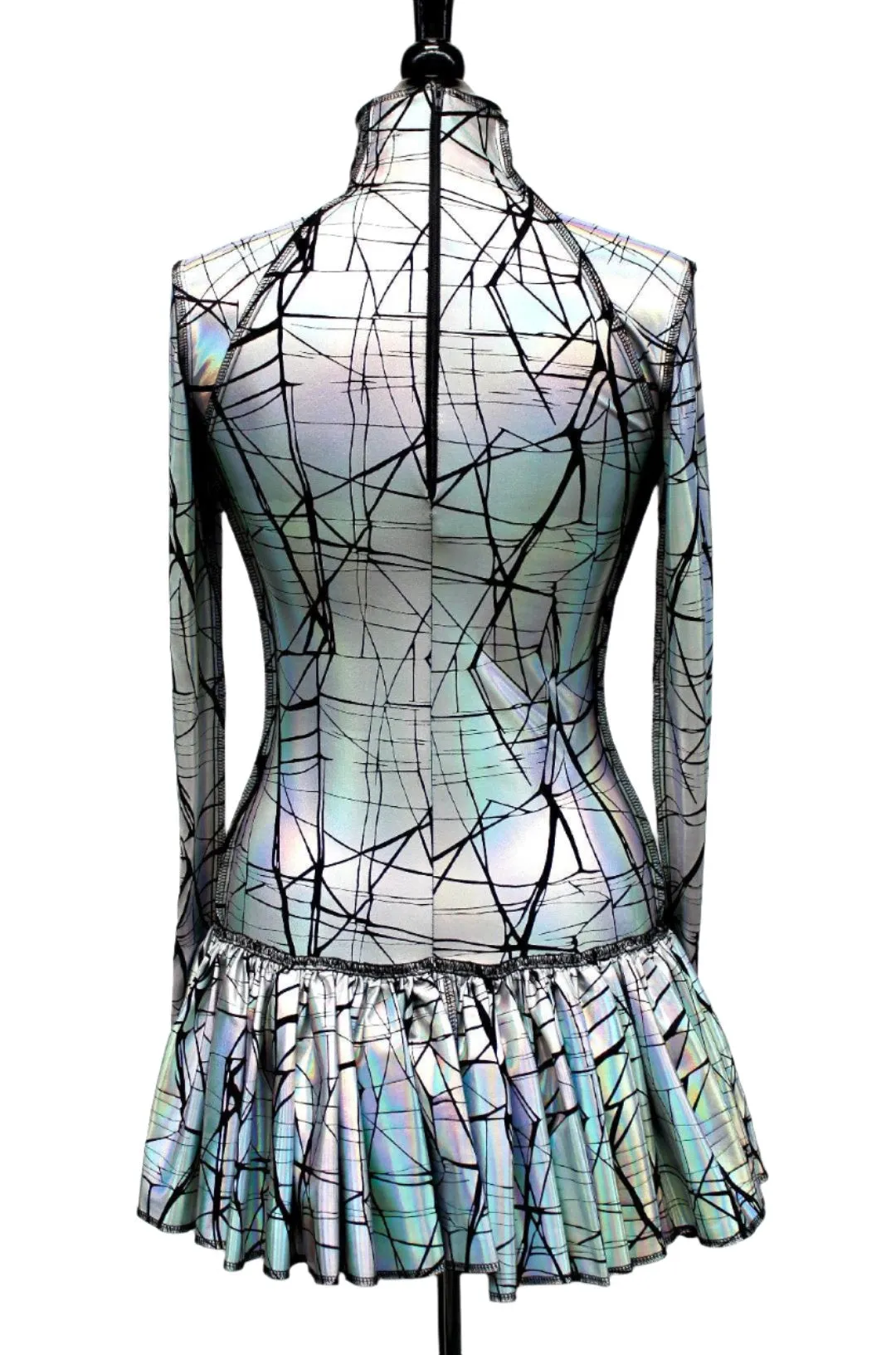 FUTURE SHOCK DRESS - Cracked Hologram Fabric - White