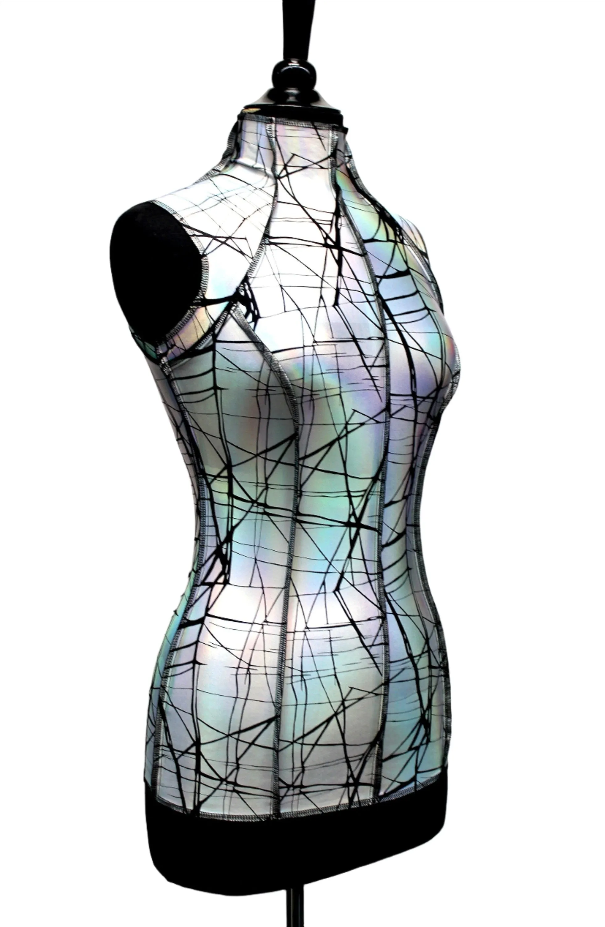 FUTURE SHOCK TOP sleeveless - Cracked Hologram Fabric - White