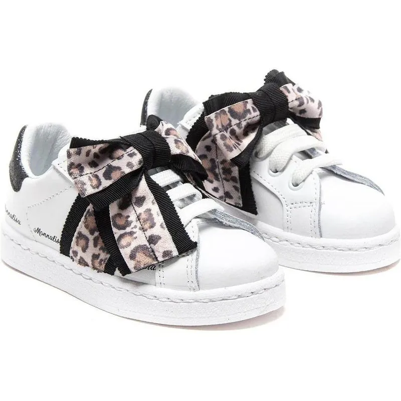 Girls Black & White Glitter Trainers 4703 9950