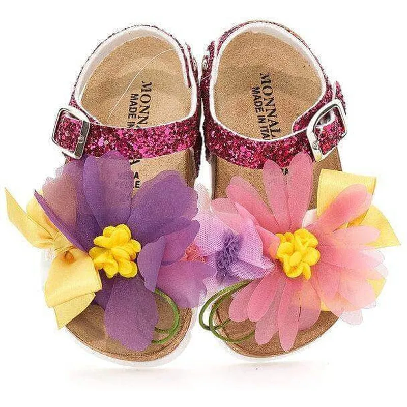 Girls Flower Glitter Sandal